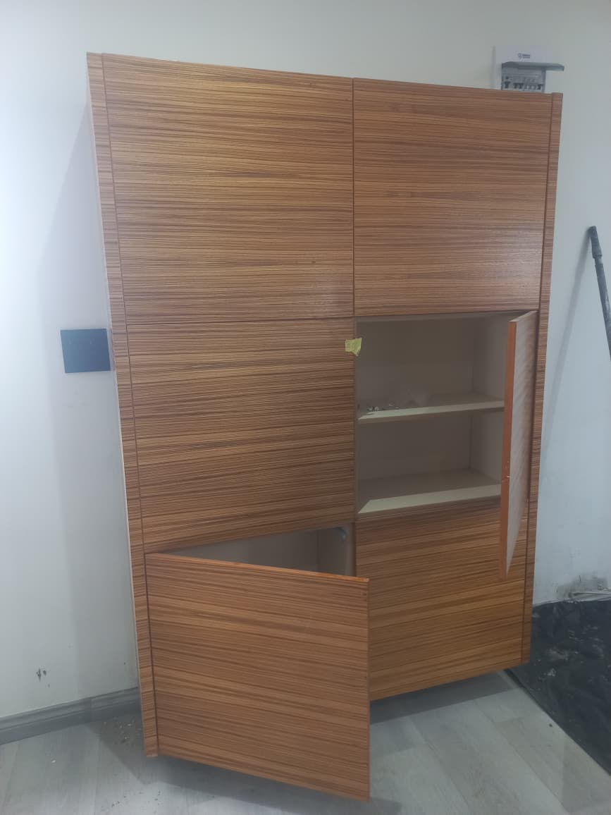 Kitchen cabinets before vinyl wrapping